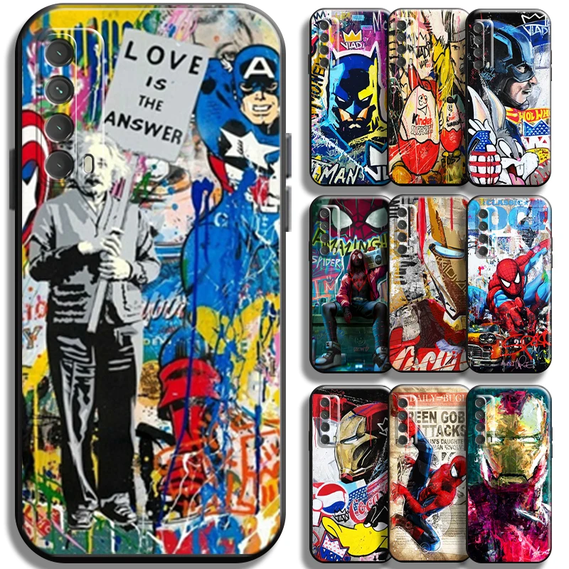 

Marvel Street Graffiti For Huawei P Smart Z P P Smart 2021 Smart 2019 P Smart 2020 Phone Case Soft Shell Cover Liquid Silicon