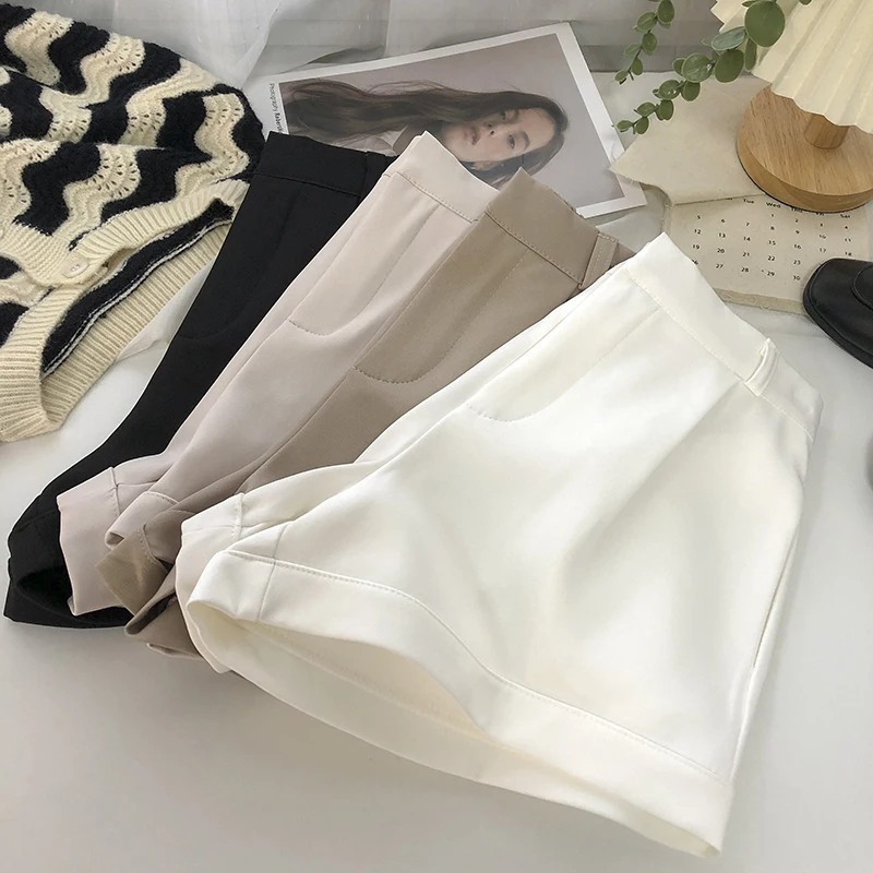 Women's Summer High Waist A Line Shorts Lady Casual Solid Color Short Pants Chic Basic Shorts