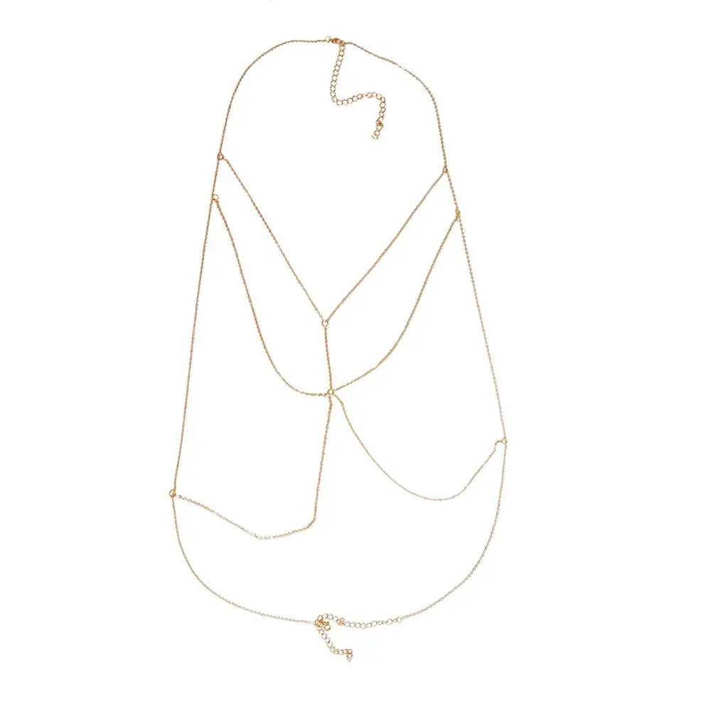 1pc Gold/Sliver Color Fashion Women Lady Multi Layered Waist Bikini Beach Tassel Body Chain For Jewelry |