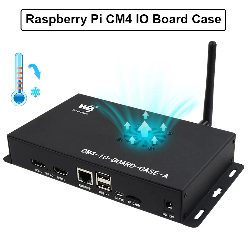 

Металлический чехол для Raspberry Pi CM4, прочный Пыленепроницаемый Чехол с охлаждающим вентилятором ШИМ 12 В для официального компьютерного модул...