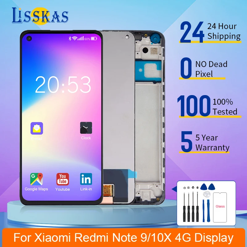 Оригинальный дисплей для Xiaomi Redmi Note 9 M2003J15SC M2003J15SS 15SG, сенсорный ЖК-дигитайзер в сборе, запасные части для Redmi 10X 4G