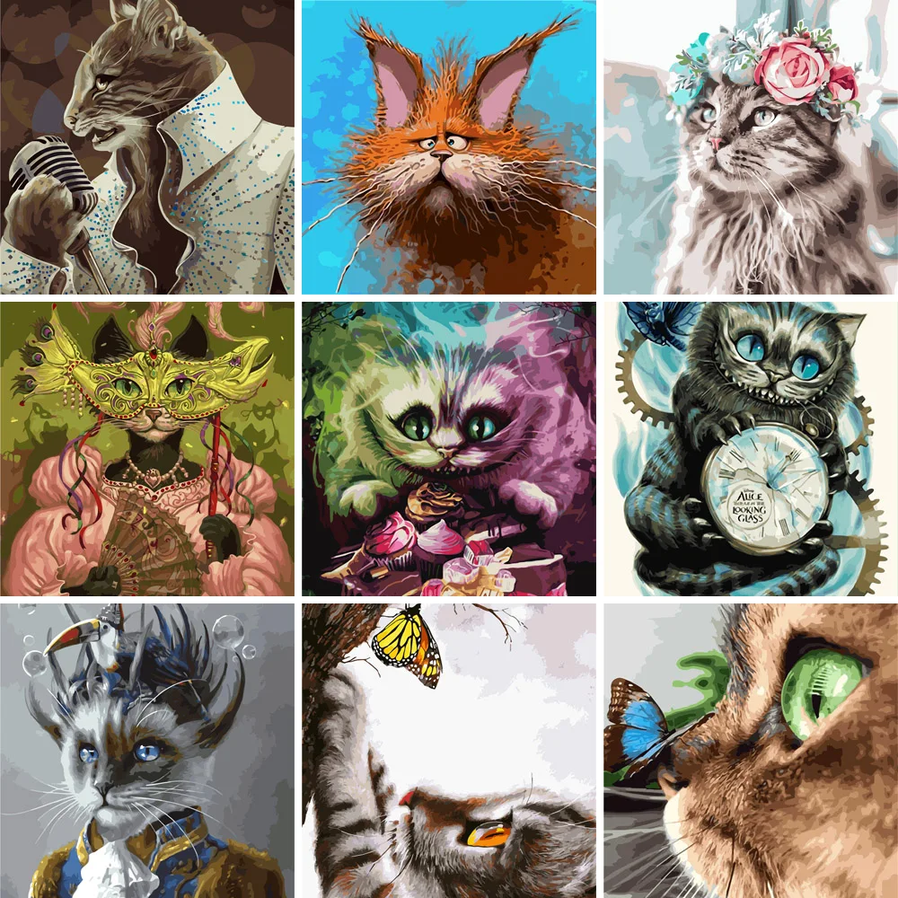 

Картина «сделай сам» для рисования по номерам, кошка-животное, 40x50 см