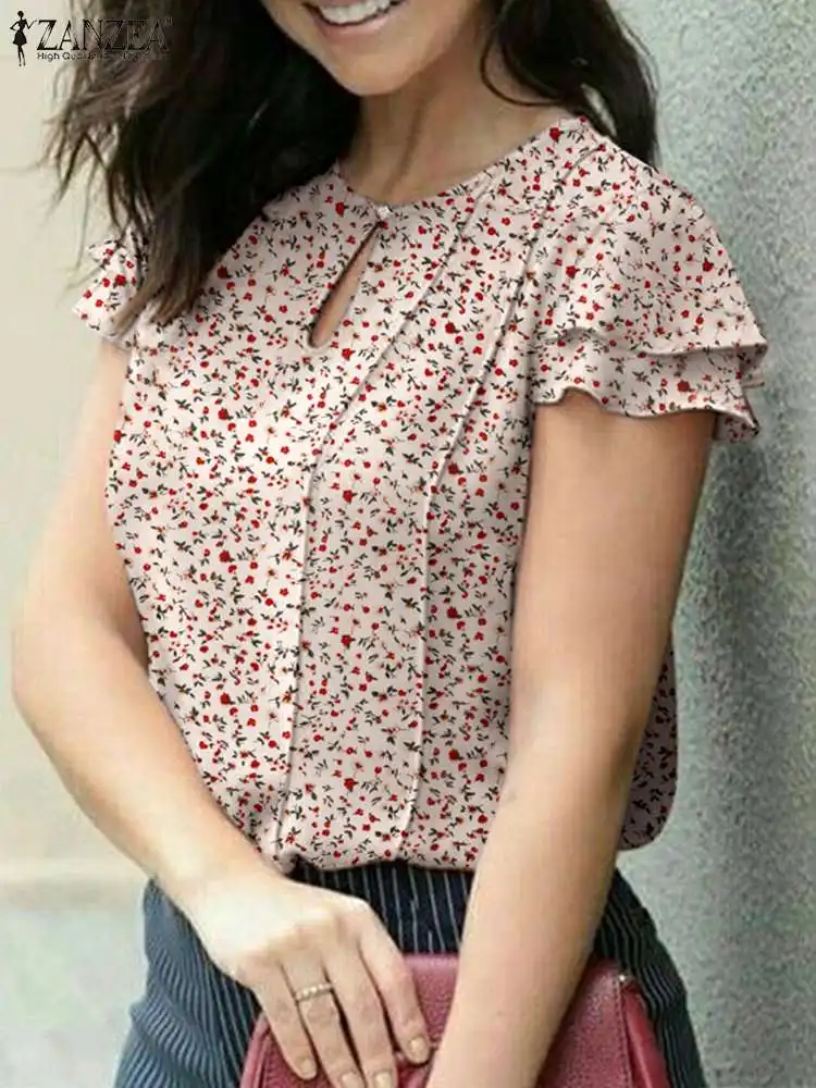 Повседневная летняя блузка ZANZEA с принтом в стиле бохо женский топ короткими