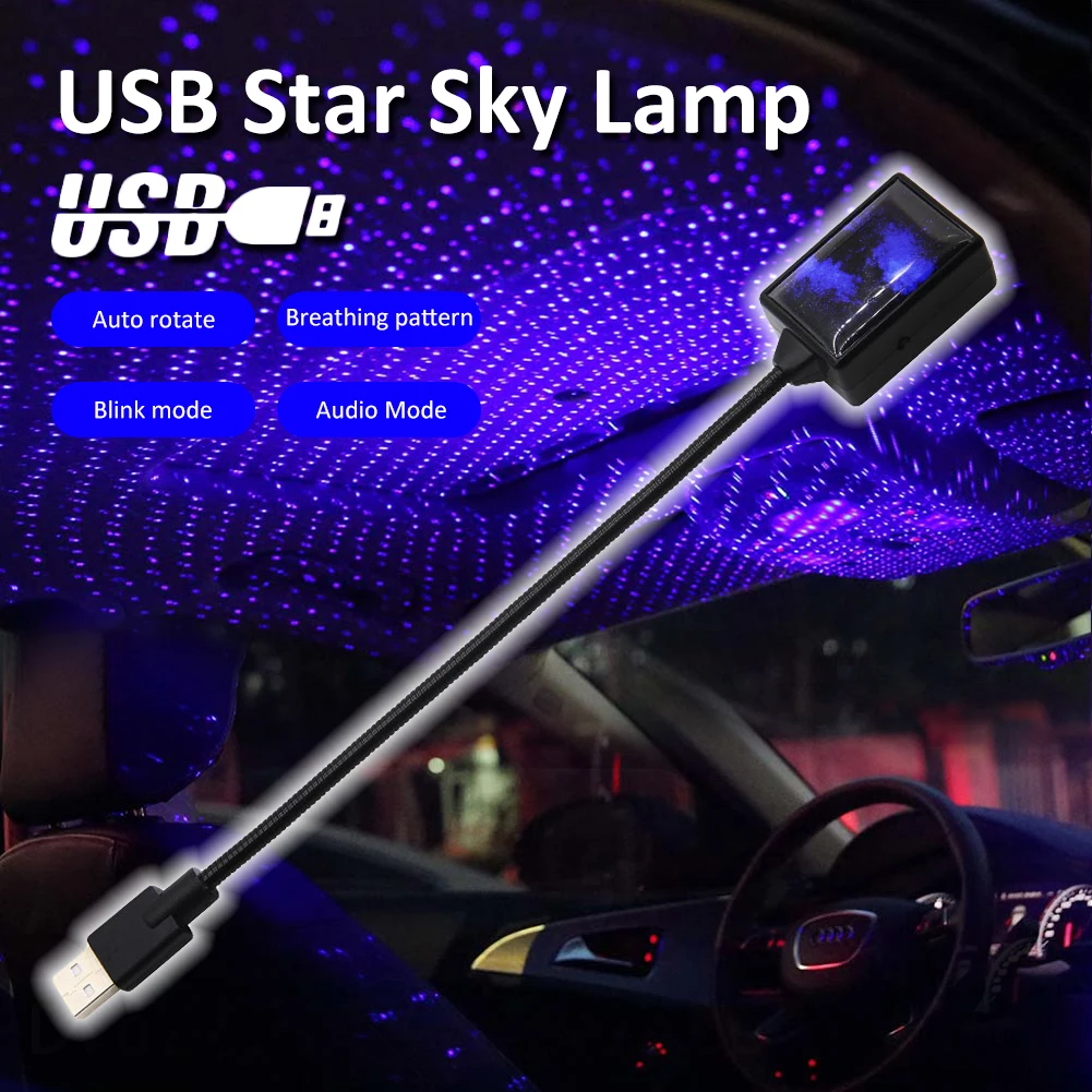 

Car Refitted Roof Interior Decoration Starry Sky Ceiling Projector Rotating Starry Sky Usb 360° Rotation Auto Parts