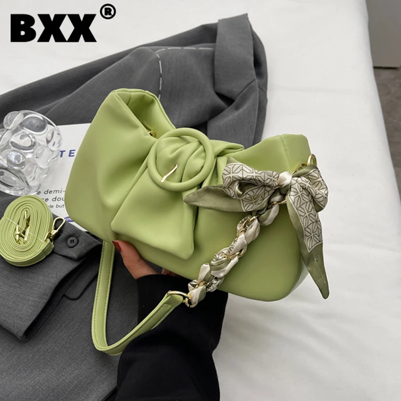 

[BXX] Popular Solid Color Pleated Handbag 2023 New Fashion Women's Versatile Crossbody Shoulder Bag Vacation Bags Female 8AB640
