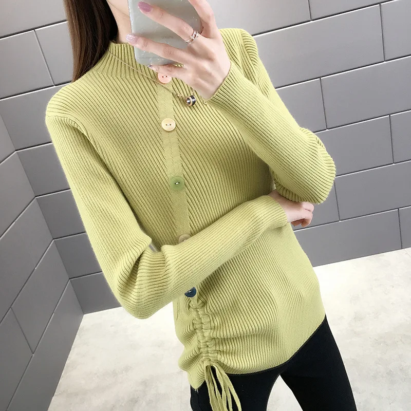 

Sweater women's long section loose large solid color headband long-sleeved shirt one