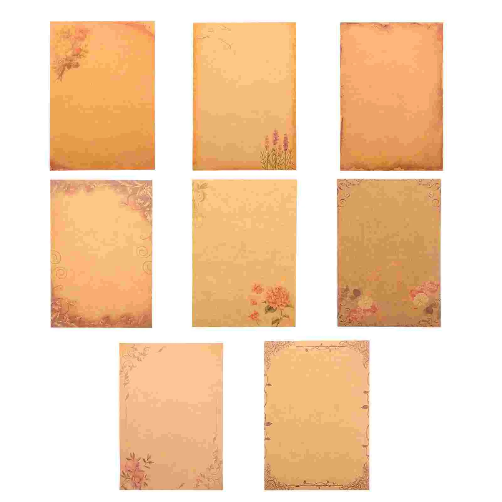 

Paper Writing Letter Stationery Border Floral Kraft Vintage Retro Designflower Leaffashion Looking Personalised Handwriting