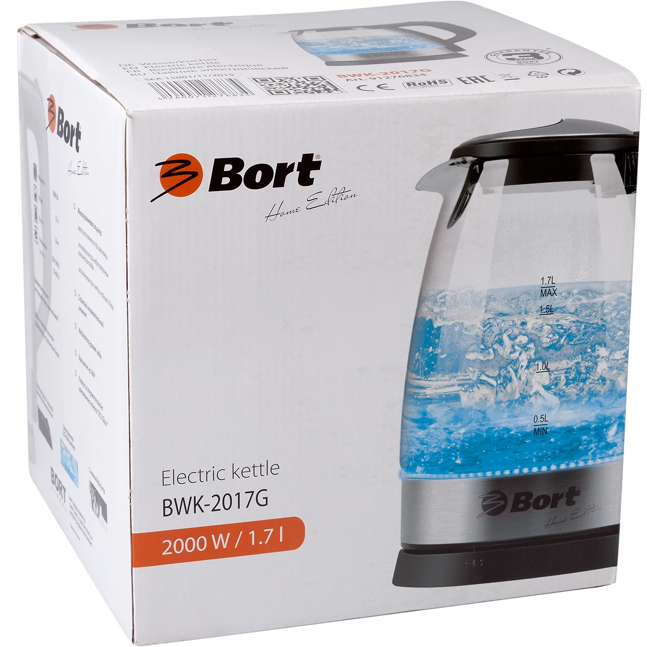 Чайник электрический Bort BWK-2017G (подсветка объем 1.7л. защита от перегрева) | Бытовая