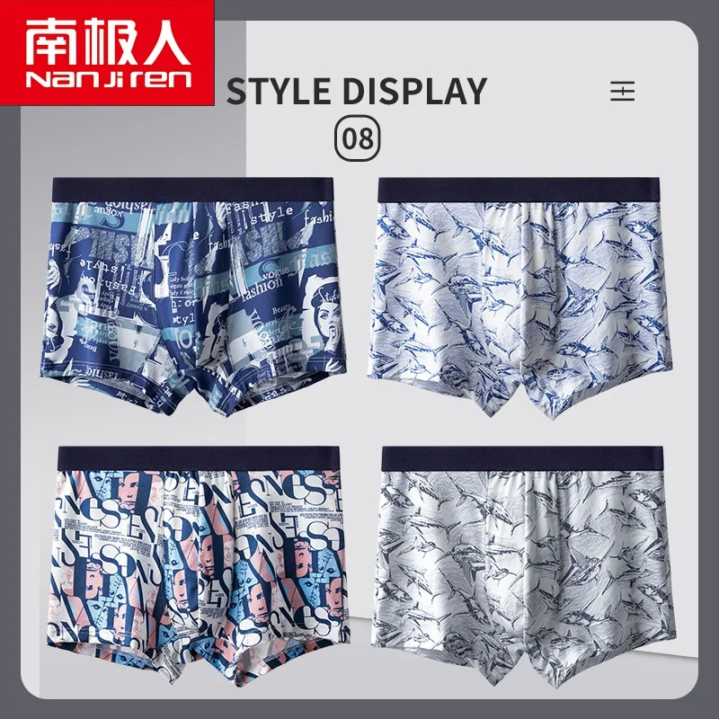 Nanjiren Men Underwear 3A Grade Antibacterial Crotch Boxer Fashion Print Soft Comfort Underpants High Elasticity  Male Panties