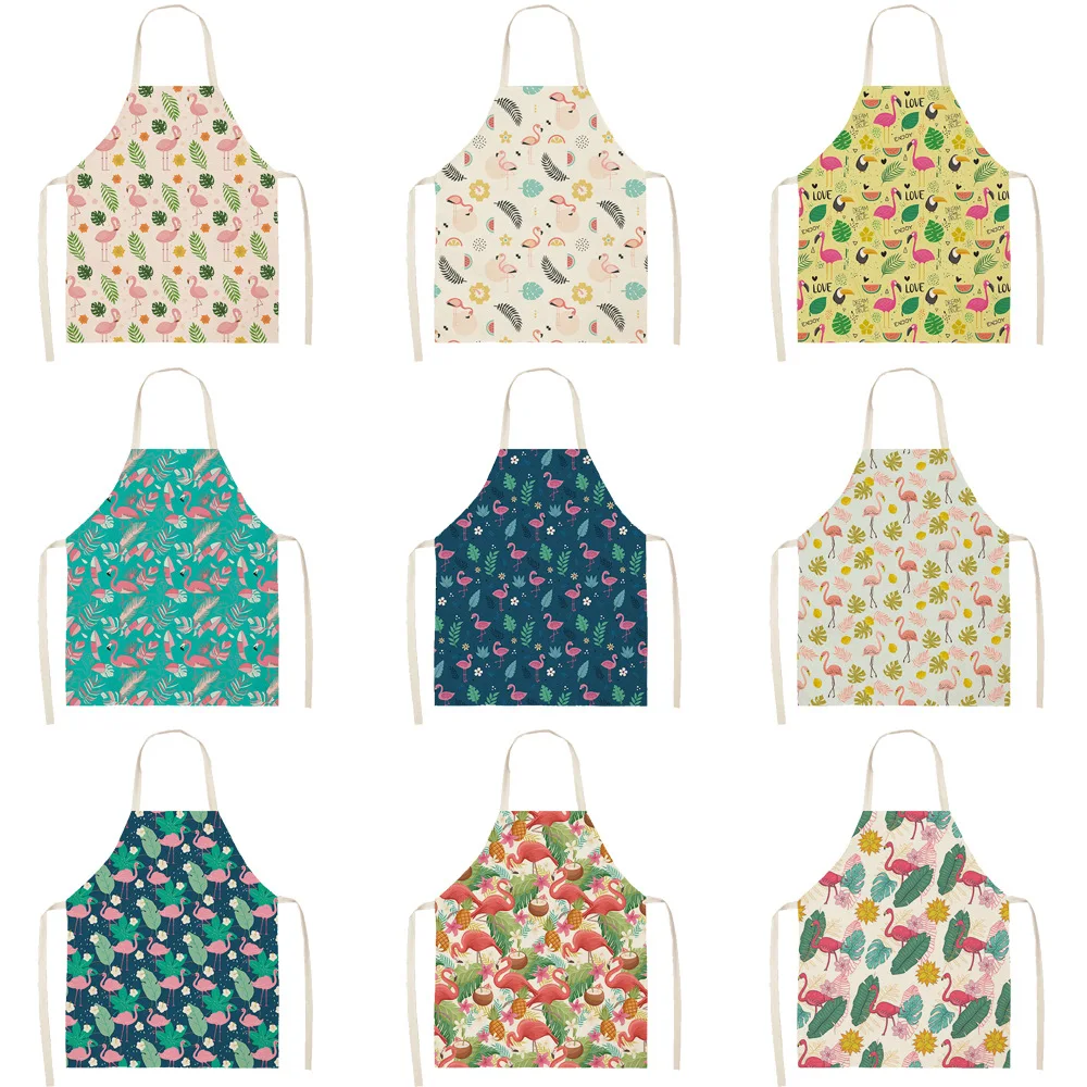 

Скандинавские Пальмовые Листья фламинго, Кухонные фартуки для приготовления пищи для женщин, шеф-поваров, нагрудники для выпечки из хлопка ...