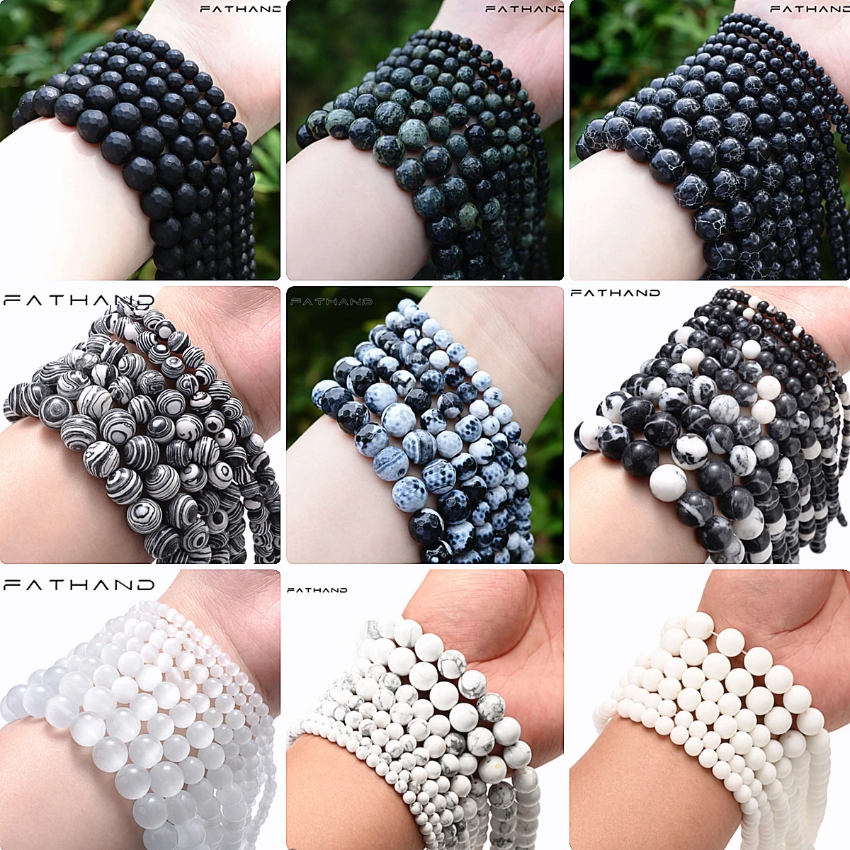 Бесплатная доставка бусины из натурального камня черный белый опал Матовый Агат