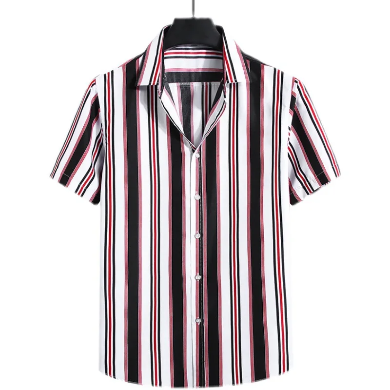 

Plus Size 7XL 6XL Summer Luxury Men Clothing Stripe Printing Short Sleeve Plain Shirt Vintage Harajuku Tops Homme Loose T Shirt