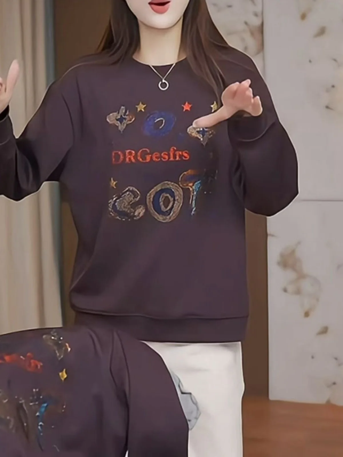 Plus Size Manfei Jirui Модная толстовка с круглым вырезом и Женская одежда Осень Новый