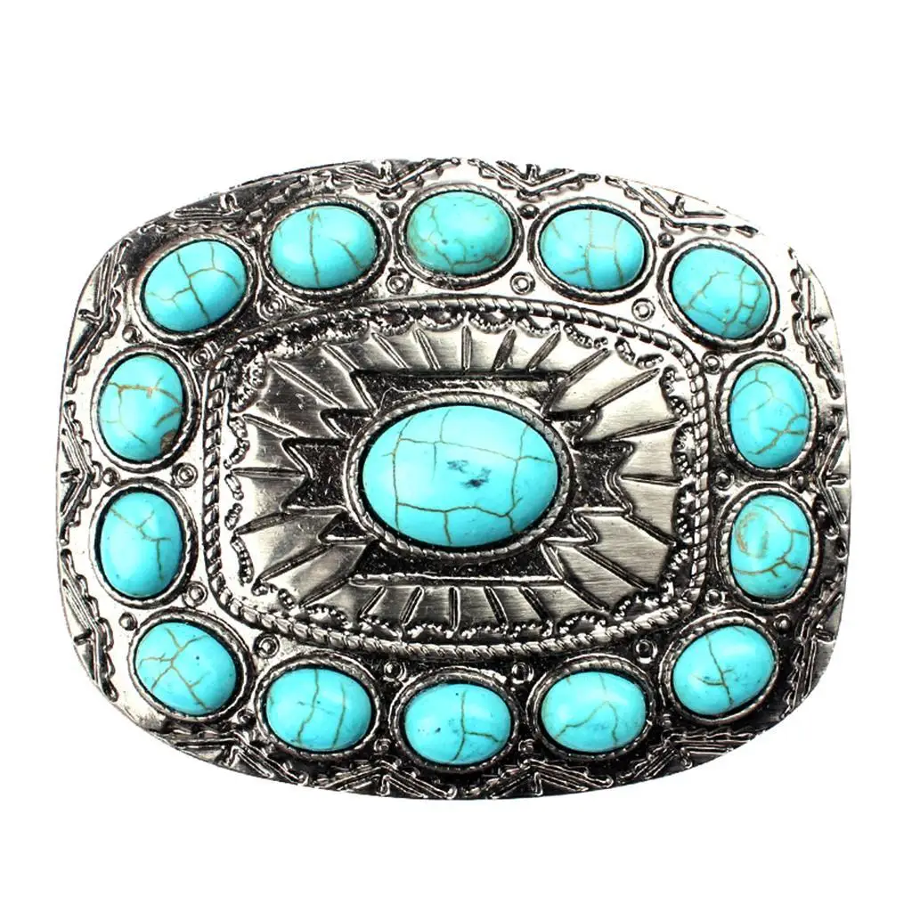 

Vintage Antique Silver Turquoise Belt Buckle Western Buckles For Men Women