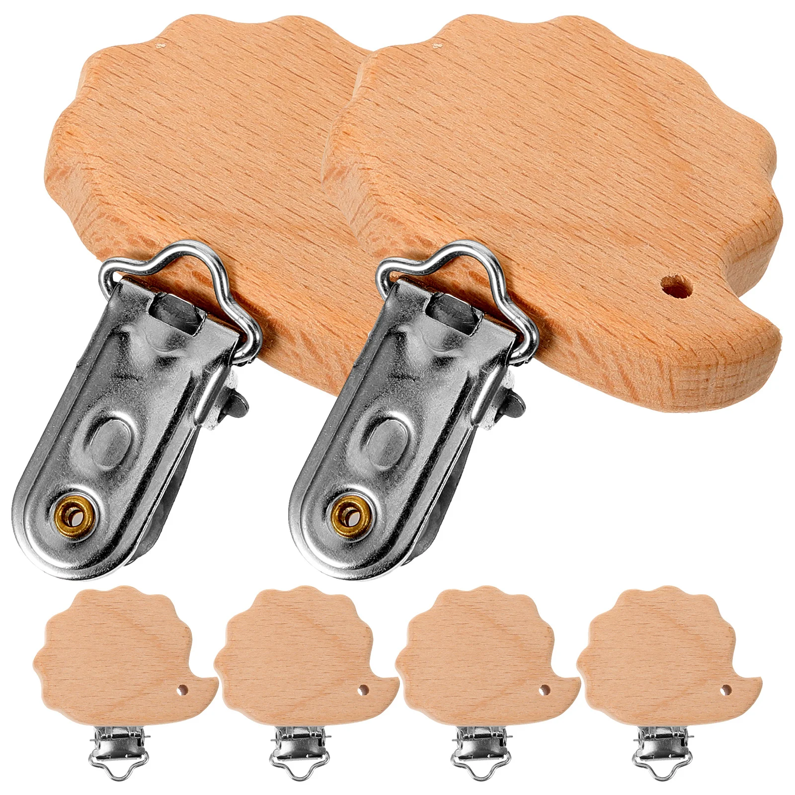 

6 Pcs Pacifier Clips Wooden Baby Chain Accessories Brackets Holder Toy Teething
