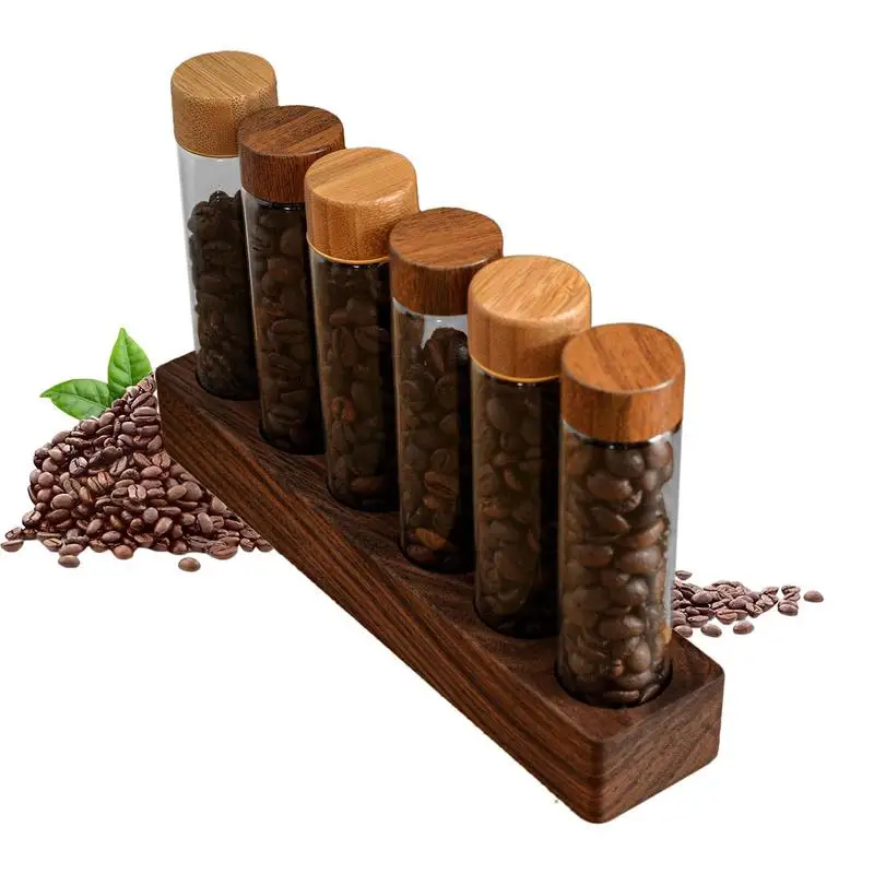 

Test Tube Spice Rack Wooden Rack Glass Test Tubes Holder Coffee Beans Flower Tea Display Rack Stand Wooden Coffee Tube Holder