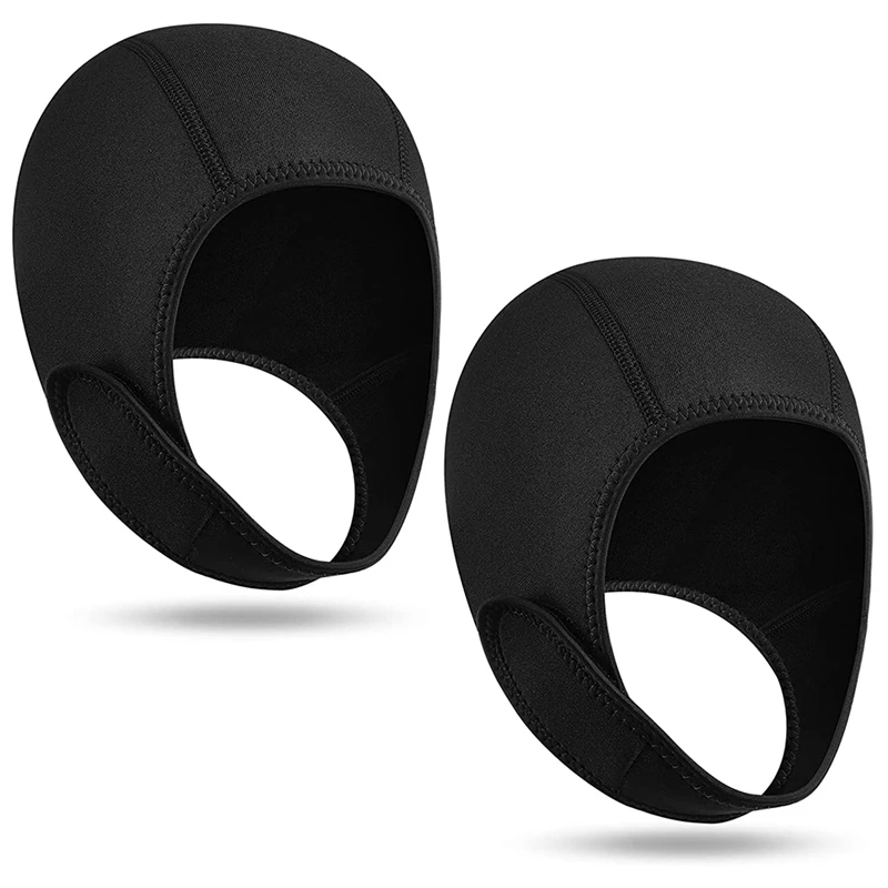

NEW-2 Pcs Neoprene Diving Hood Thermal Wetsuit Hood Cap Swim Caps With Chin Straps Snorkeling Surf Beanie 2.5 Mm Diving Cap