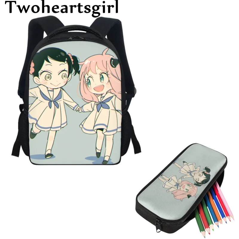 

Twoheartsgirl Anime Children Mini Backpacks Spy x Family Primary Student School Bag Kids Boys Girls School Bags with Pencil Case