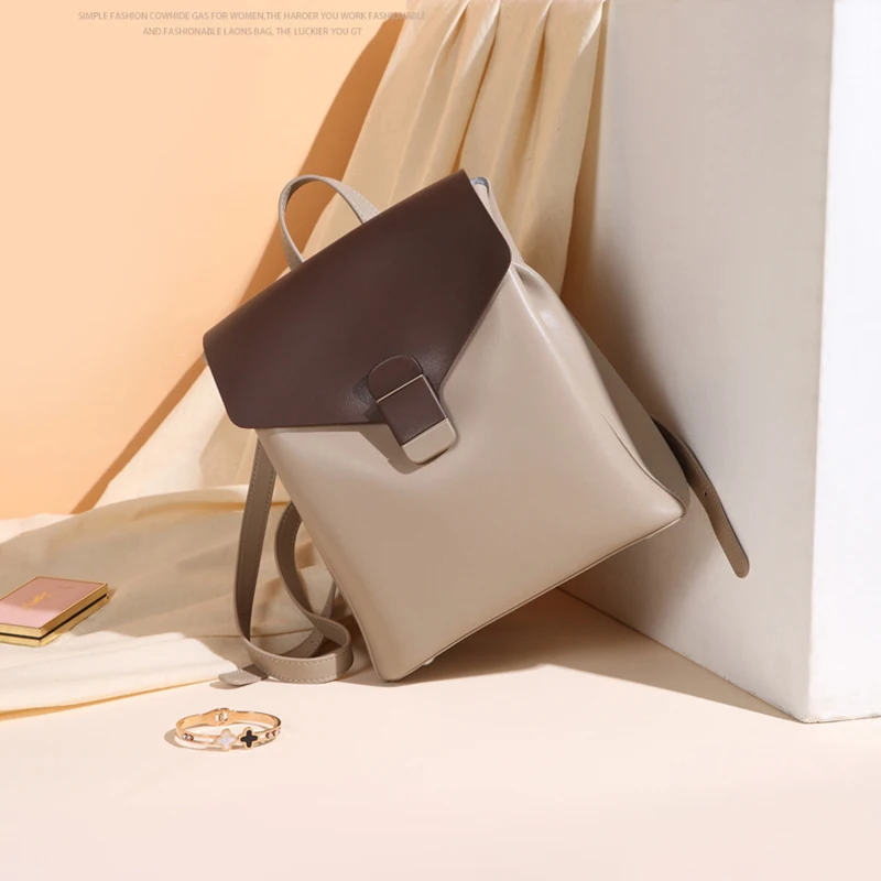 

Маленький модный легкий женский рюкзак из воловьей кожи