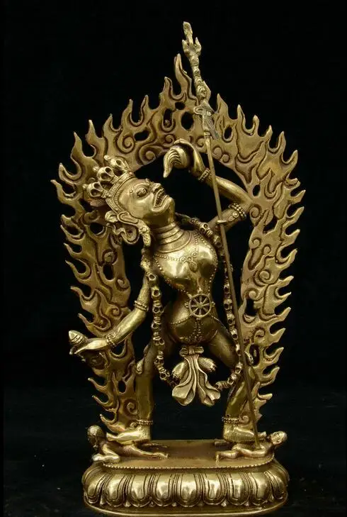 

China Tibet Buddhism Temple Brass Vajrayogini Vajravarahi Buddha Goddess Statue