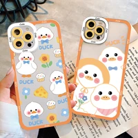 cute cartoon duck clear phone case for apple iphone 11 12 13 pro max x xr xs 8 7 plus se 2020 angel eyes transparent cover funda