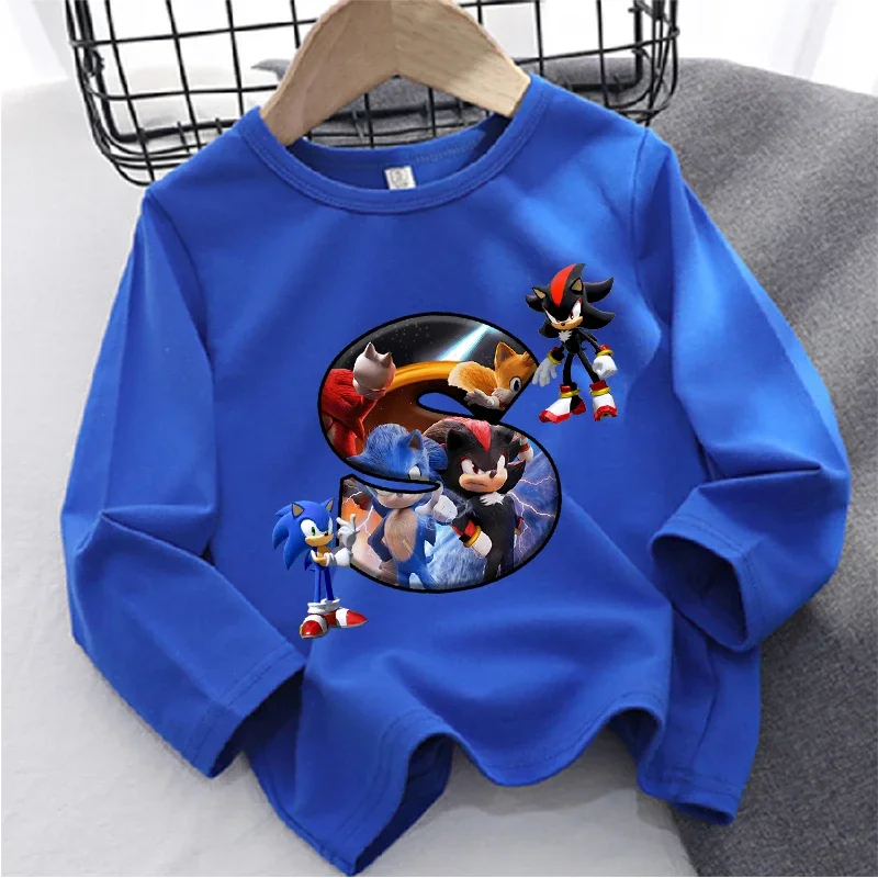 Детские толстовки Sonics топы с круглым вырезом героями мультфильмов футболки