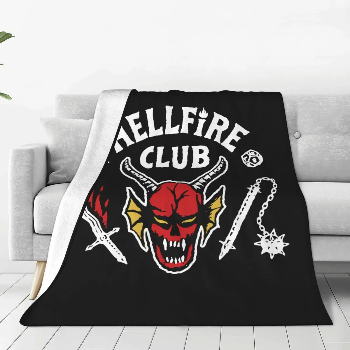 

Stranger 4 Hellfire Club Logo Blankets Flannel Winter Portable Super Soft Throw Blankets for Home Outdoor Bedspreads
