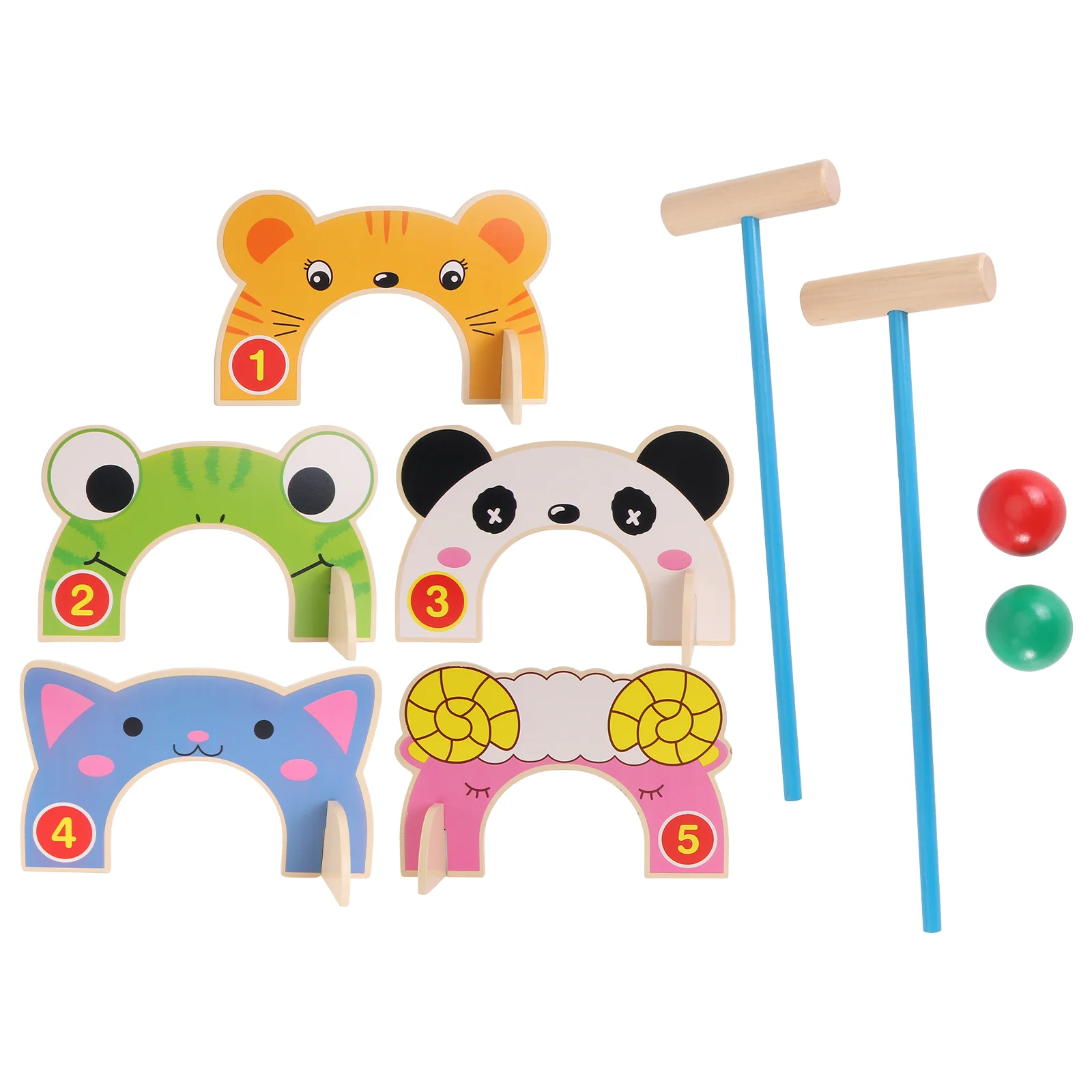 

1Set Wooden Croquet Plaything Wicket Toy Kids Ball Sports Game