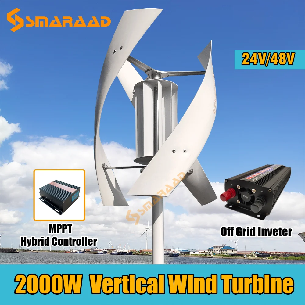 

High Efficiency Vertical Axis Wind Turbine 2000w Free Energy 48v 220v Household Electric Energy Low Noise Low Start Wind Speed