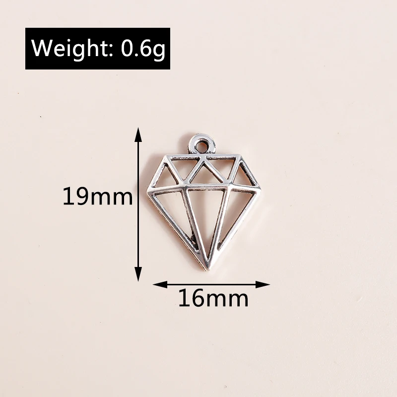 Leslie 50 шт. 16x19 мм простые полые подвески в форме драгоценных камней для браслета