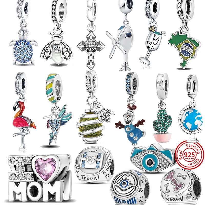 

Fit Original Brand Charms Dangle Beads Bee Evil Eye Wine Glasses 925 Silver For Bracelets Making Women Jewelry Accessories