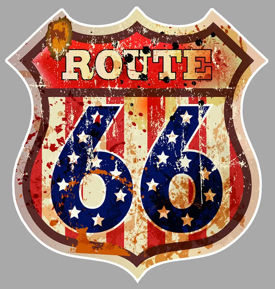 

Новый дизайн, Route 66, знак США, забавный знак на шоссе США со всеми 8 стикерами, Виниловая наклейка KK для поездок на дороге, 10 см