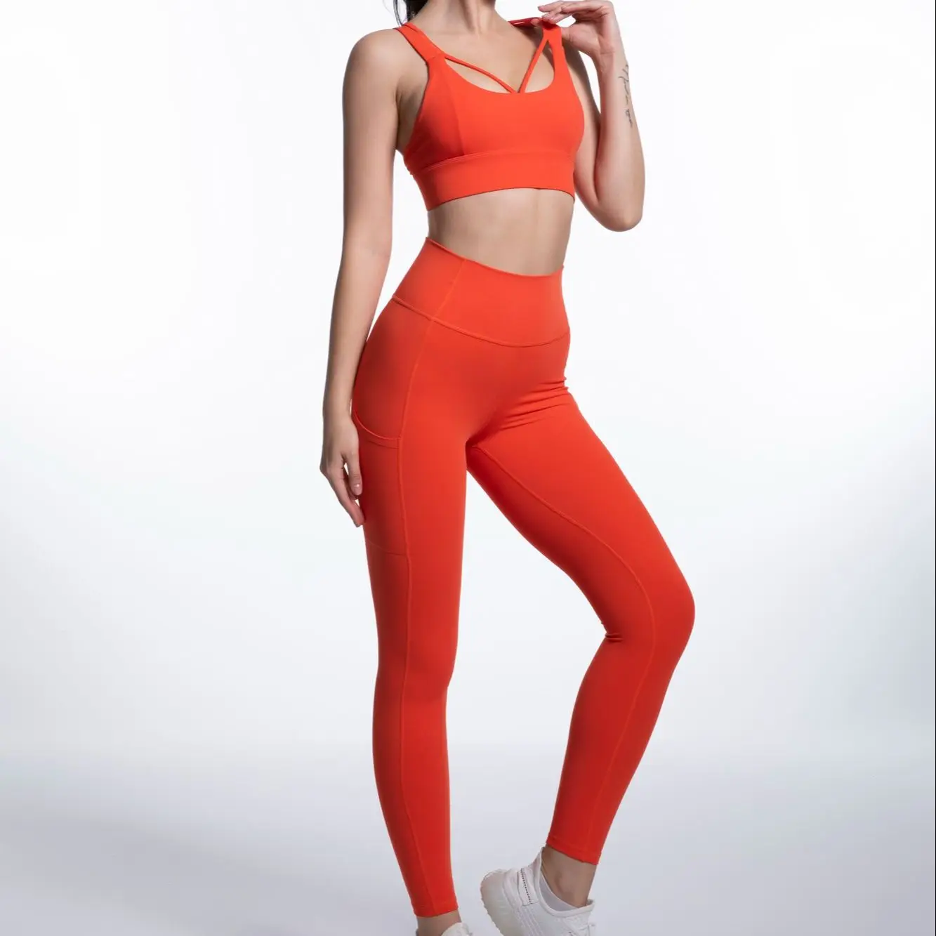 NEW 2 Piece Women Yoga Set  Peach Butt High Waist Female Fitness Runing Breathable Shorts Elasticity Tracksuit Sport Gym Suit