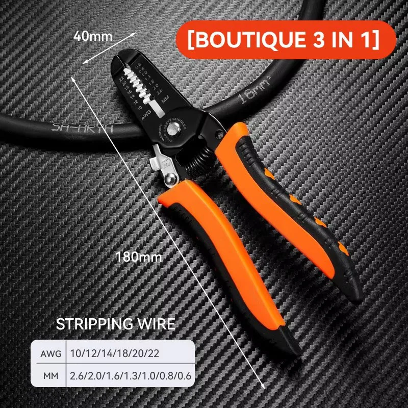 1 шт., 7 дюймов, 10-22 AWG, плоскогубцы для зачистки проводов, многофункциональные профессиональные инструменты для обжима электриков и сетевых кабелей (art.: 3920d3cf58acf) - 3920d3cf58acf