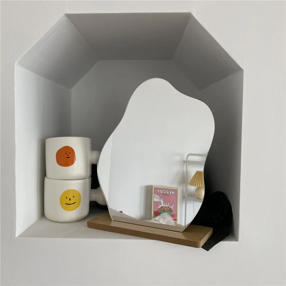 

FEN92 Makeup Mirror Irregular Make Up Mirror Star Shape Acrylic Lens Wooden Base Maquillaje Beauty Decorative Mirrors