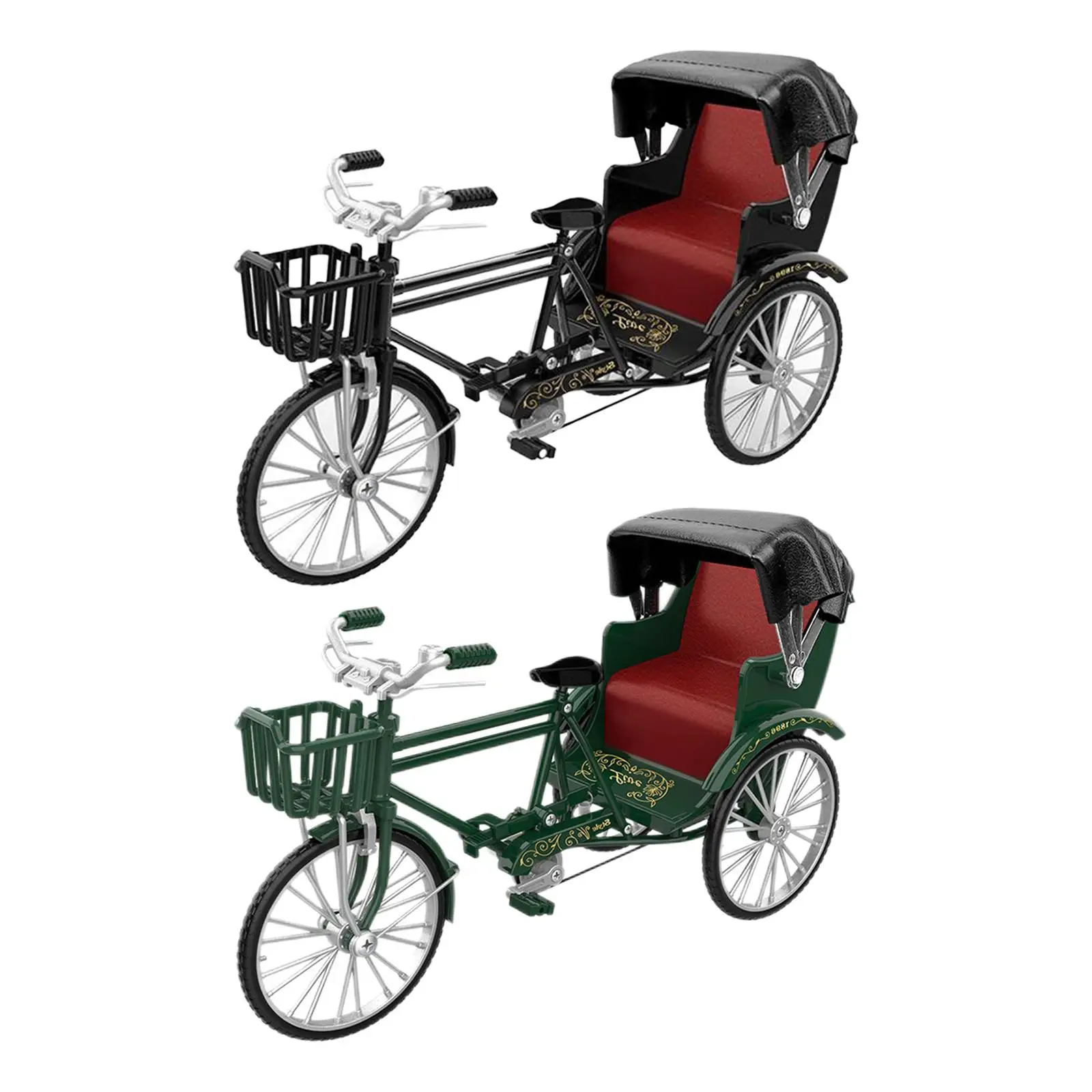 

1/12 Scale Tricycle Model Lifelike Three Wheeled Rickshaw Toy for Children