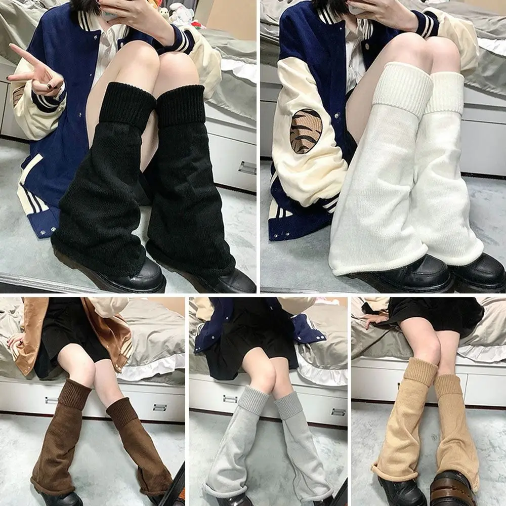 

Women Girls Cute Kawaii Flared Uniform Boot Stocking Knitted Leg Warmers Knee-High