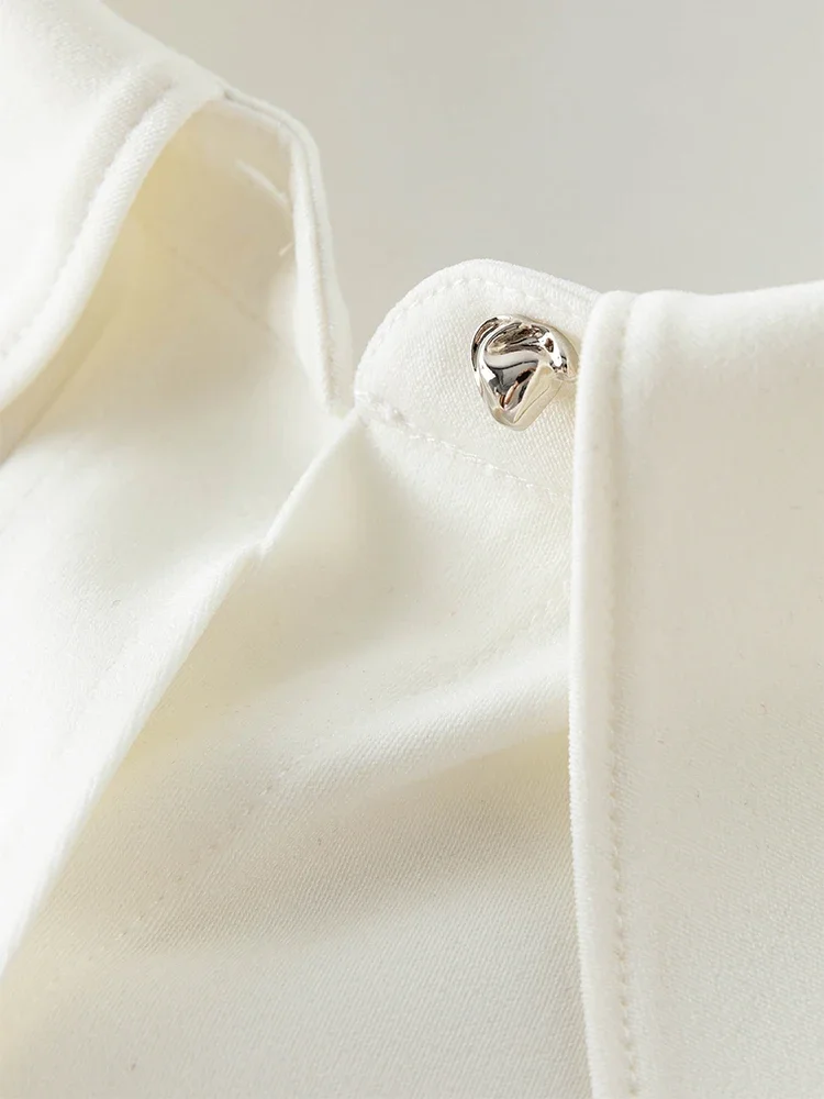 Женская Рубашка Приталенного Кроя С Французским Острым Воротником Однобортная