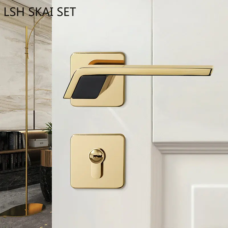 

High Quality Zinc Alloy Bedroom Door Lock with Key Interior Mute Security Door Locks Mechanical Handle Lockset Home Hardware