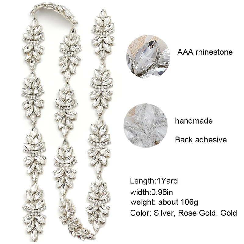 WENXI 1 ярд ручной работы прозрачный розовый Золотой Кристалл Стразы аппликация