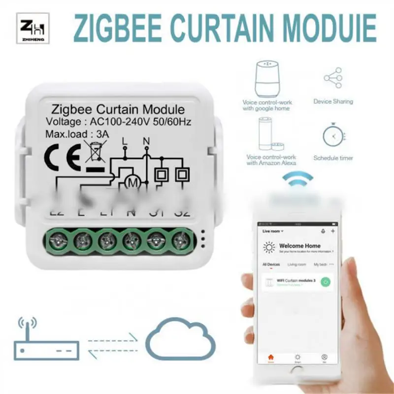 

1Pcs Tuya Doodle Smart Curtain Switch Zigbee Curtain Module For Venetian Blinds and Roller Blinds Work With Alexa Google Home