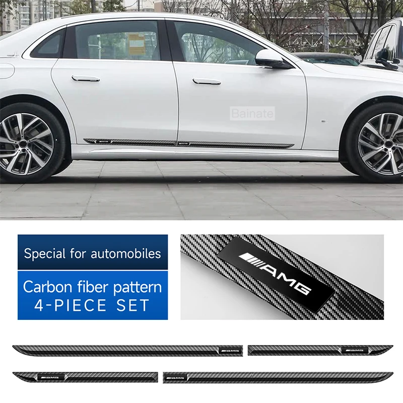 

Для Mercedes Benz A B C E S Class W204 W205 W176 GLC CLA AMG Logo Кузов из нержавеющей стали, боковая декоративная полоса для предотвращения столкновений