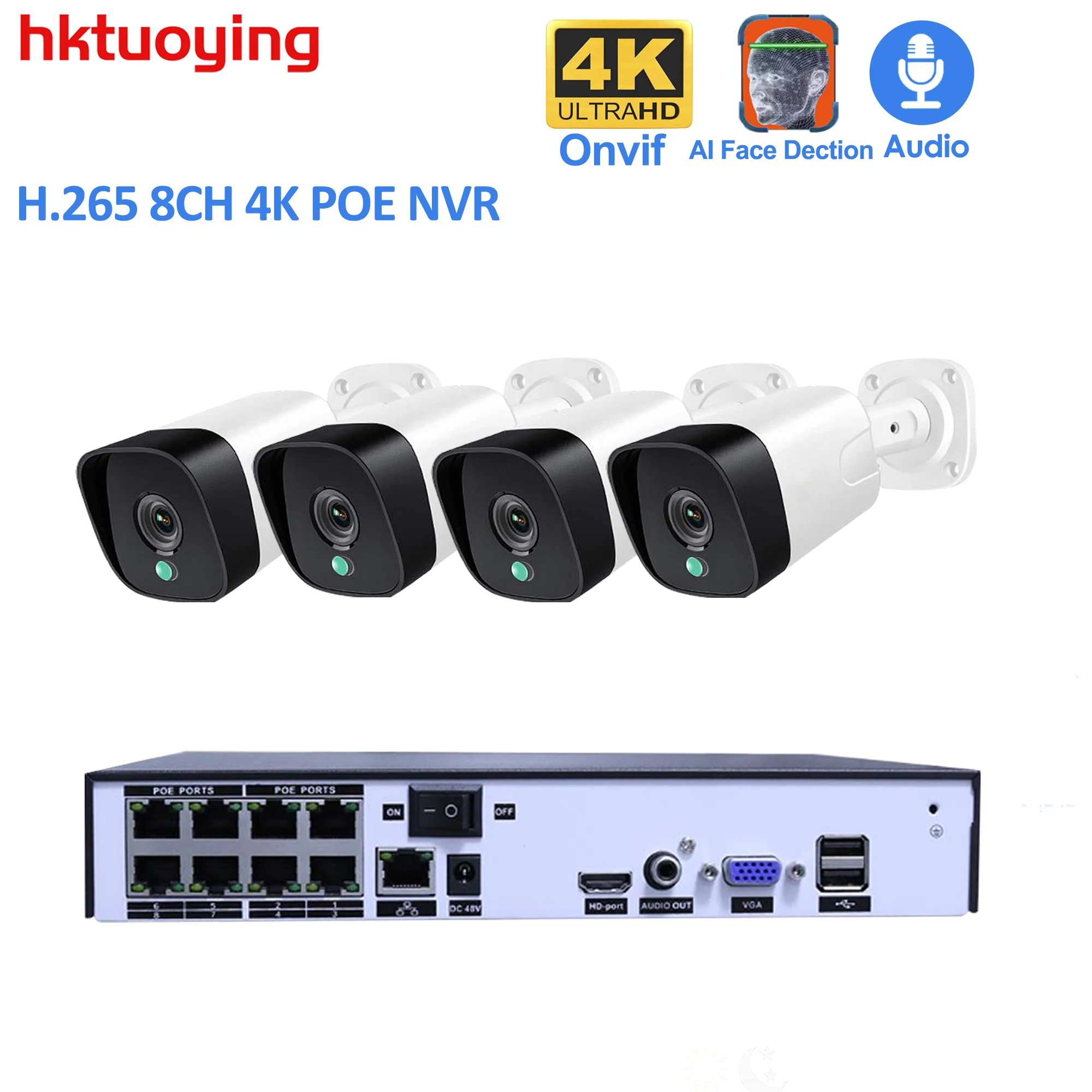 

8CH 4k 8.0mp POE NVR CCTV System Kit IP Camera P2P IR IP66 Outdoor Weatherproof Video Security Surveillance XMEYE