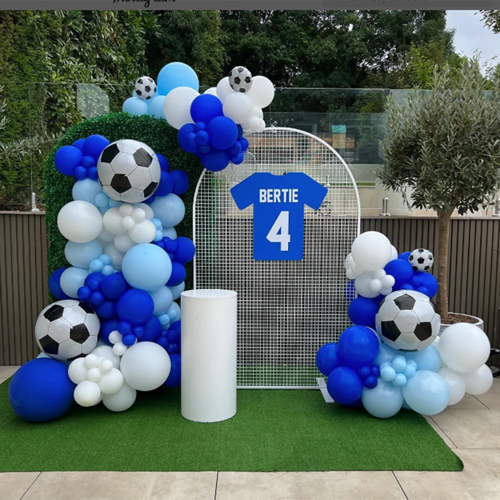 

129pcs Football Theme Balloon Garland Arch Kit Soccer Foil Balloons Dark Blue Latex Ball Birthday Baby Shower Party Decoration