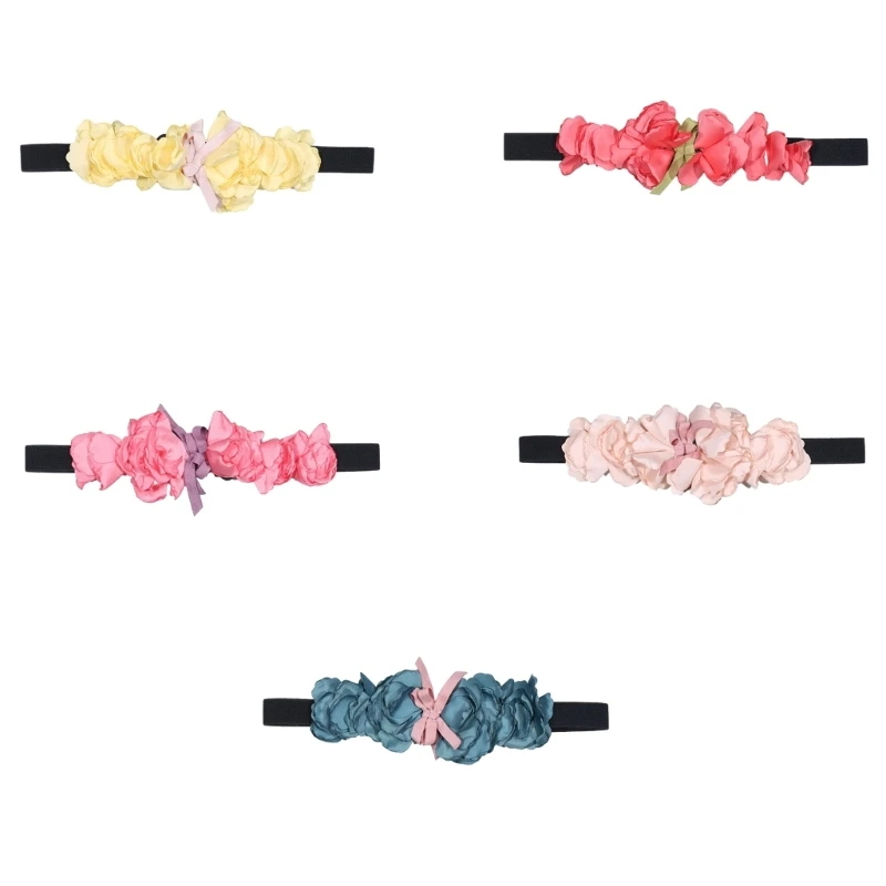 Women Stretchy Belt Wide Elegant Belts Designer Yarn Flower Decors Waist Belt