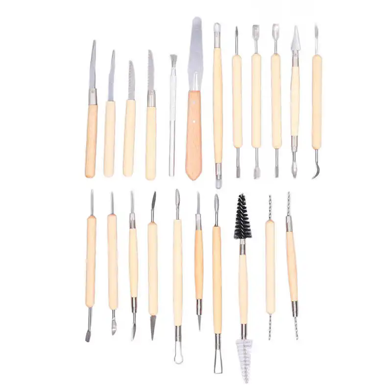 

22Pcs Sculpting Tool Pottery Clay Double Ended Wooden Handle Ceramic Carving Set Kit DIY Pottery Carving Tool