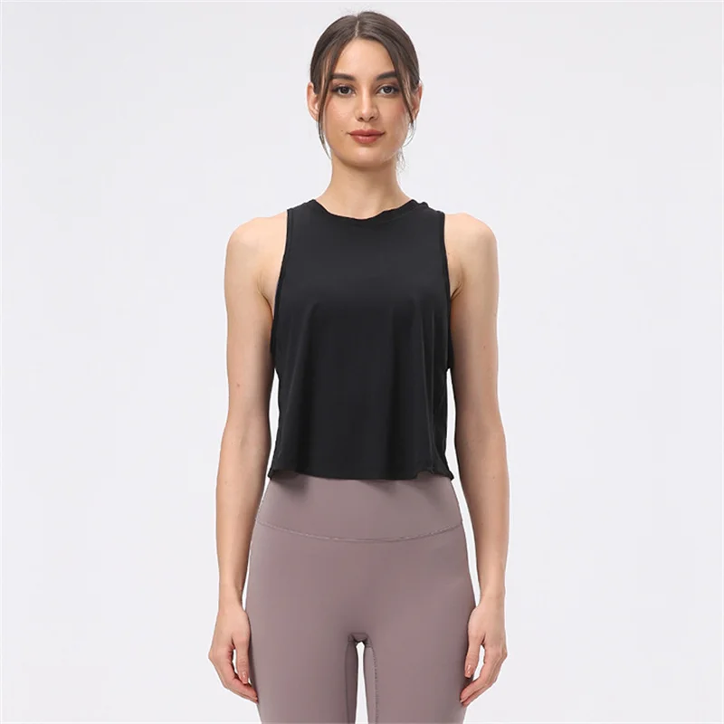 Best Women's Yoga Shirts Vests Fitness Crop Tops Pleated Crumpled Loose Breathable Sports T-shirts Tennis Gym Workout Sportswear