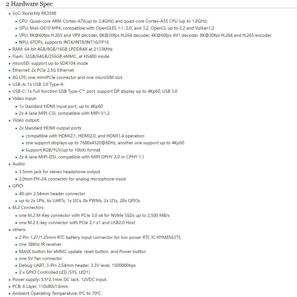 OpenPi Nano T6 LTS 8G DDR RAM + 32G eMMC Dual 2.5G Rockchip RK3588 2 5 Гбит/с LAN OpenWRT Поддержка входа 4K 8K Android 12