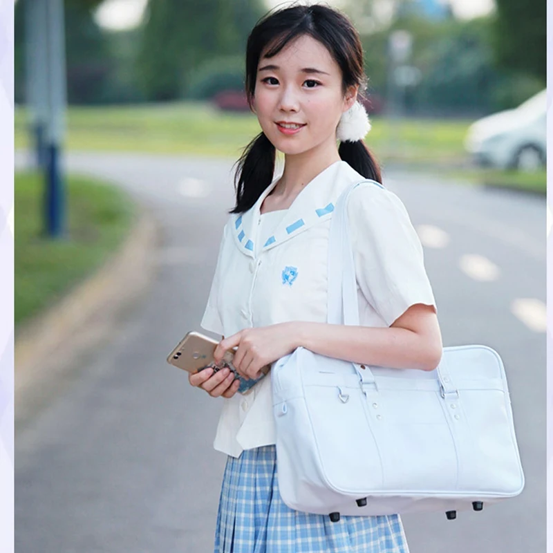 

Briefcase Girls School Bags School College Uniform bag Unisex Shoulder Bags Messenger Bag PU Leather handbag 16inch Laptop bag