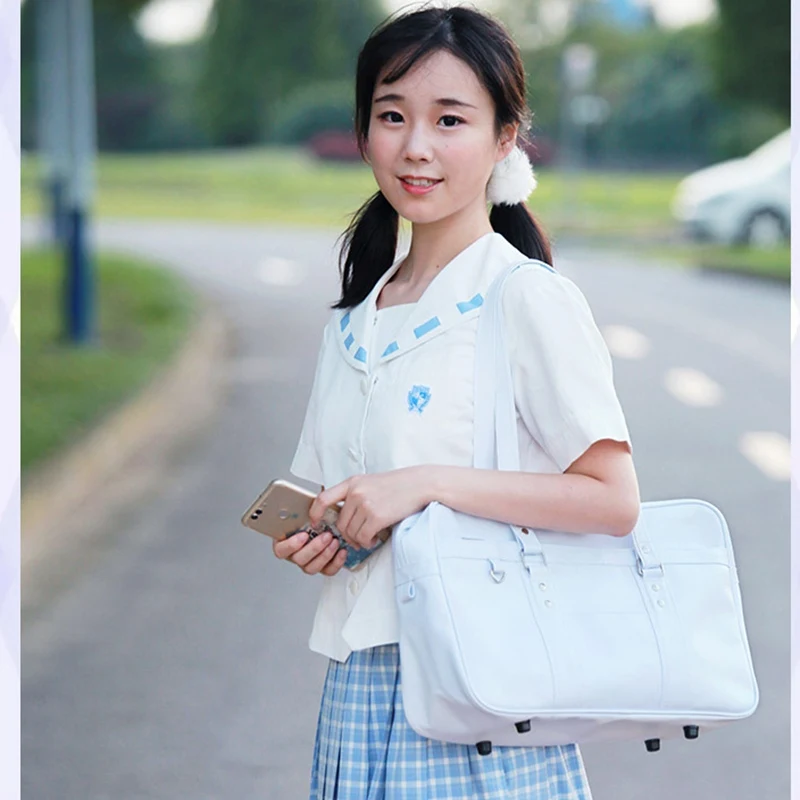 Girls Japanese School Bags High School College JK Uniform bag Unisex Shoulder Bags Messenger Bag PU Leather handbag